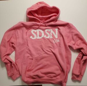 SDSN Hooded Sweatshirt Pink with White Letters